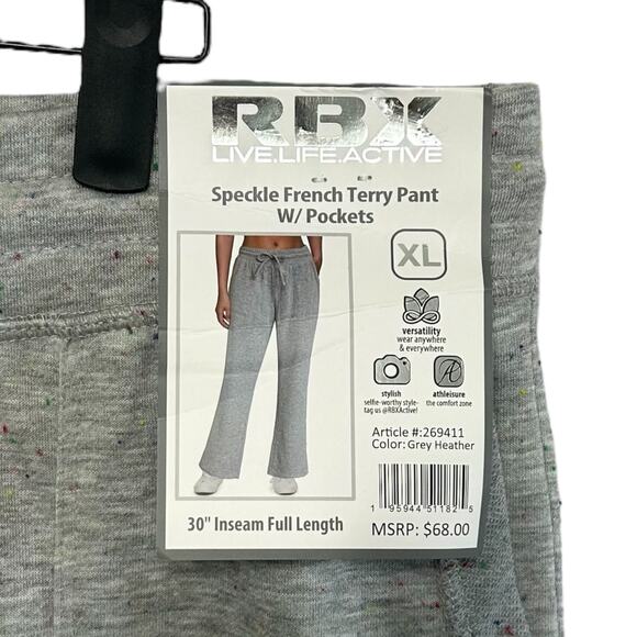 RBX Speckle French Terry Pant NWT Women's Sz XL Grey Heather Athleisure Comfort - Picture 3 of 5
